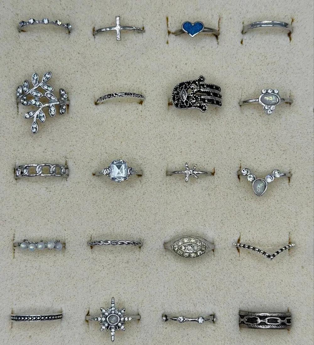 Silver Stacker Rings Lot - 20 pcs Boho Minimalist #2
